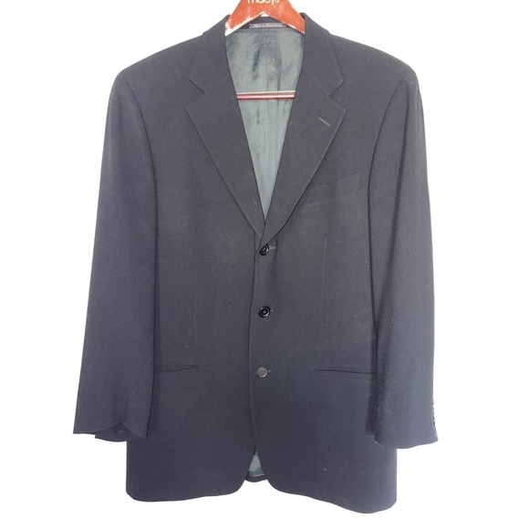 Ermenegildo Zegna Soft Blazer 42L Black Wool Sport Coat Jacket Swiss Made Luxury